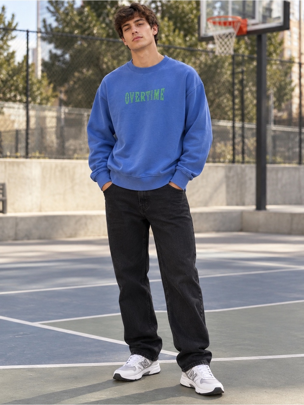 Overtime Crewneck Sweatshirt in Bright Blue - Men